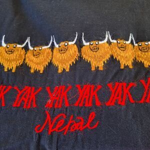Nepal Yak Embroidered Tee 100% Cotton Made in Nepal Unisex XL
